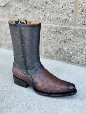 Botin Elegante Piel de Avestruz con Cierre - MIEL