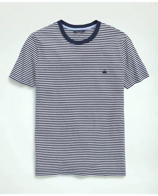 Brooks Brothers Men's Cotton Feeder Stripe T-Shirt Navy