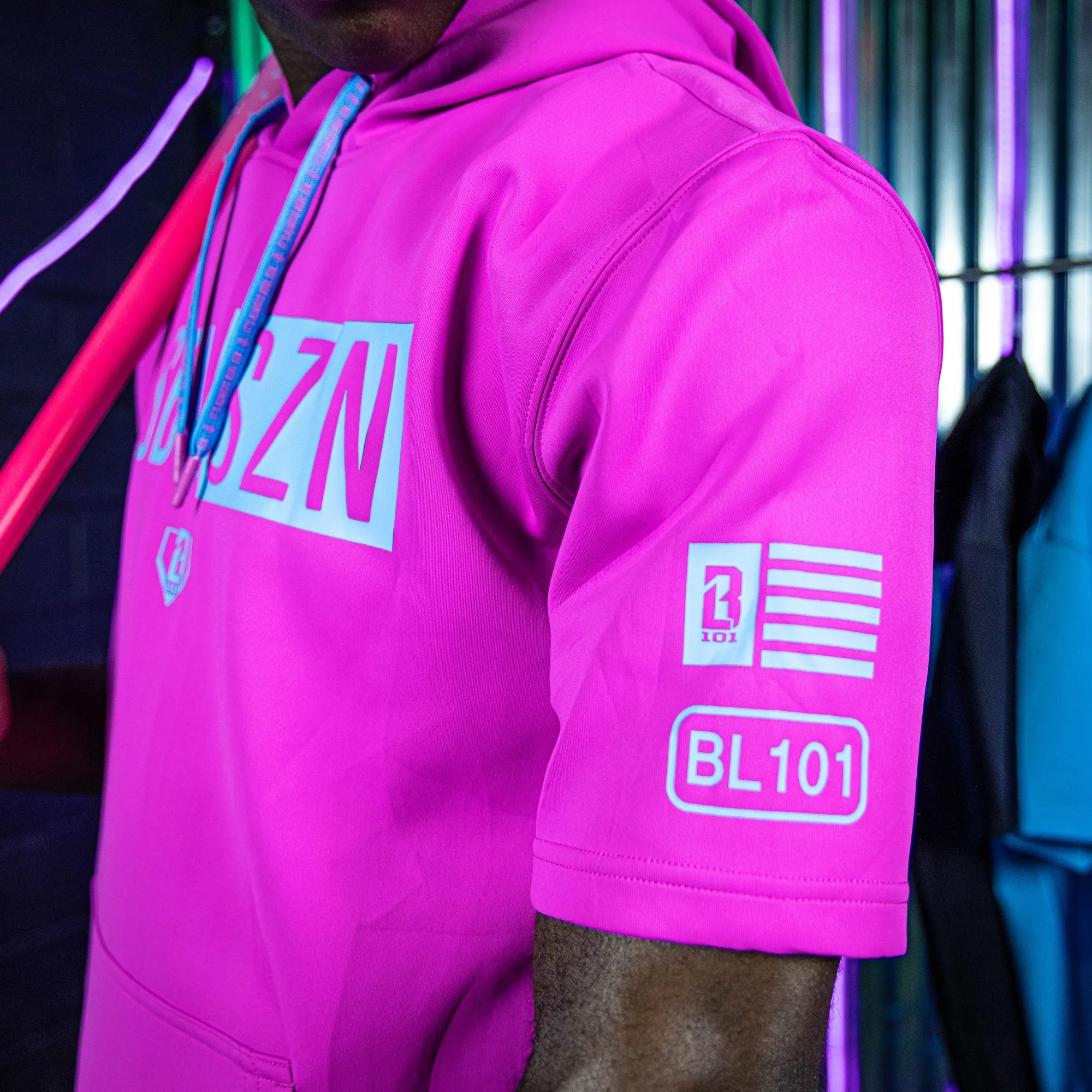 BSBL-SZN Youth Short Sleeve Hoodie V3 Cotton Candy Pink