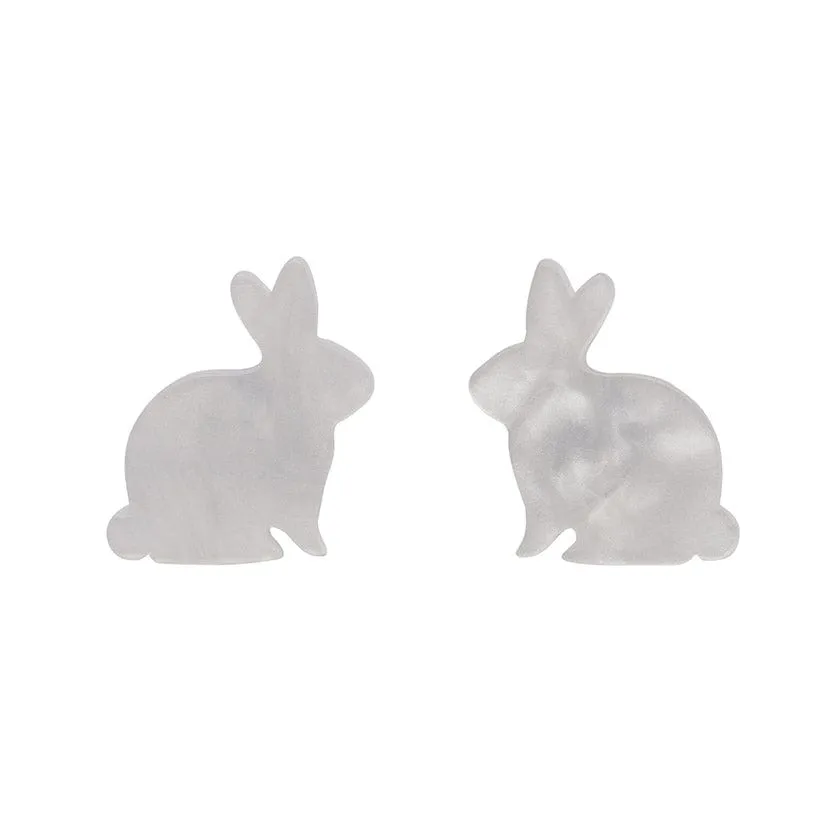 Bunny Ripple Resin Stud Earrings - White