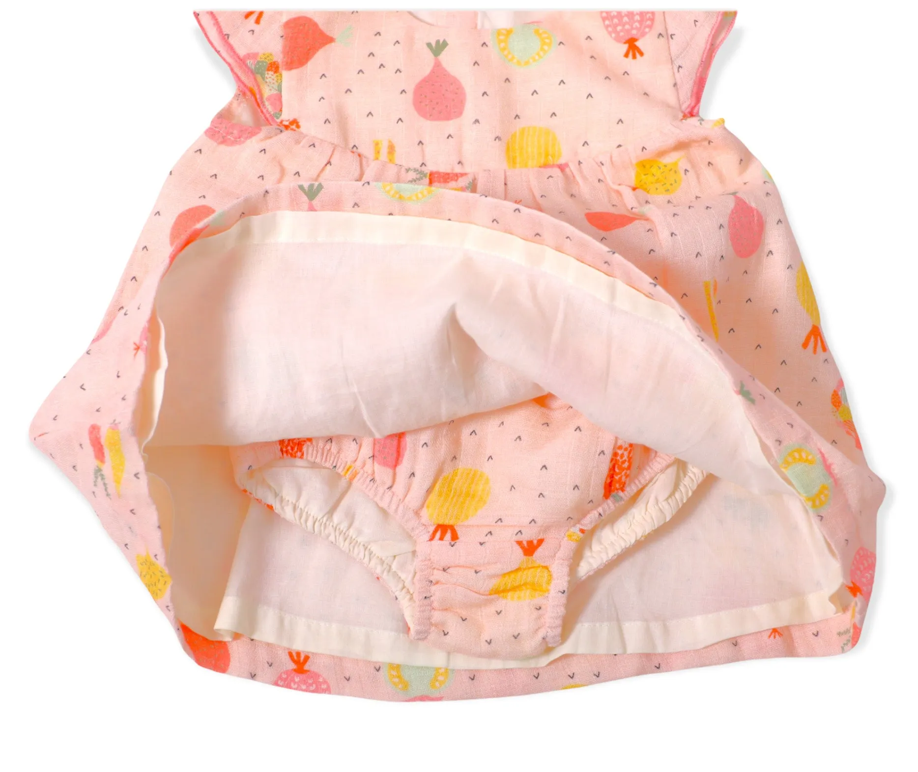 Cap Sleeve Dress with Bloomer Set - Veggie Salad (Organic Muslin)