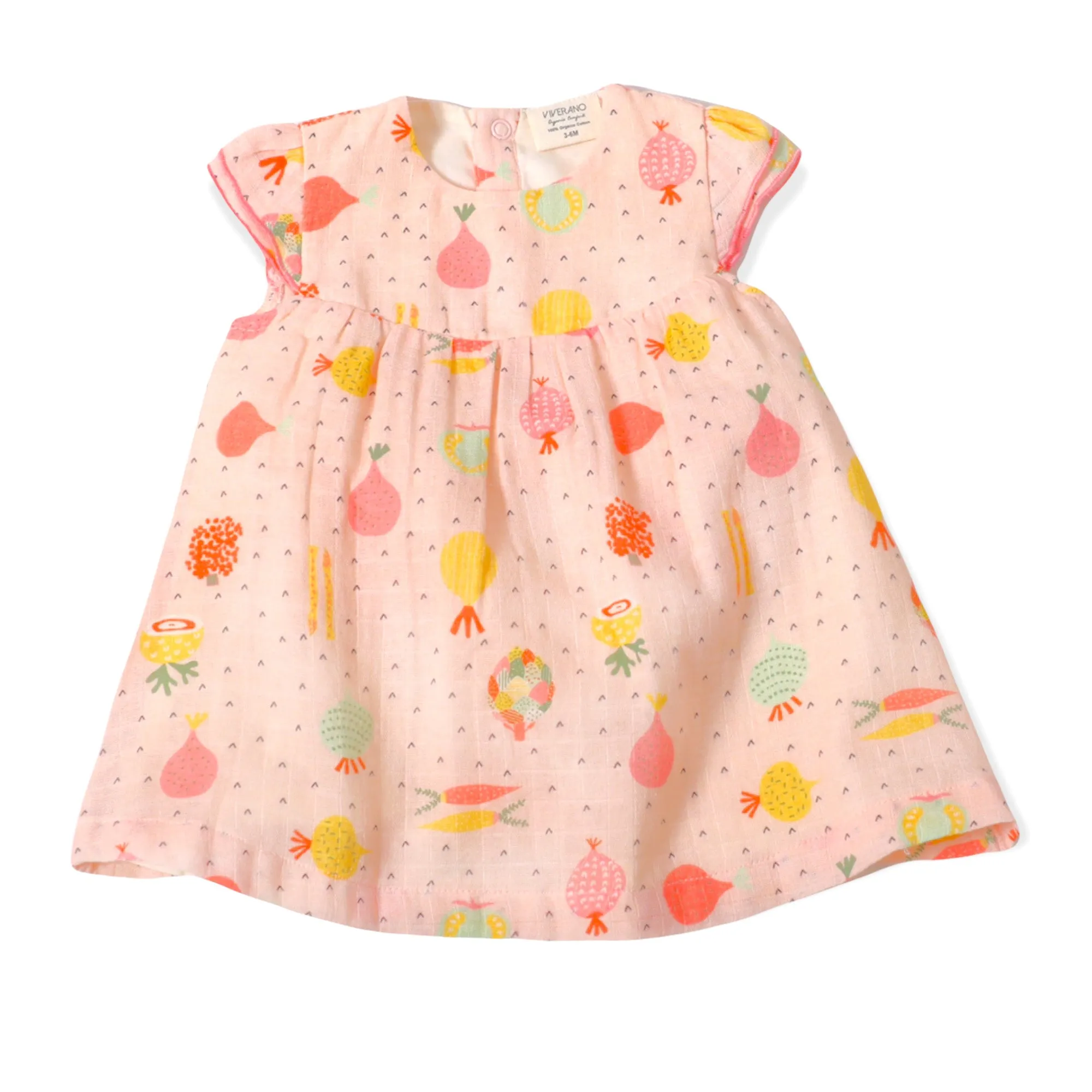 Cap Sleeve Dress with Bloomer Set - Veggie Salad (Organic Muslin)