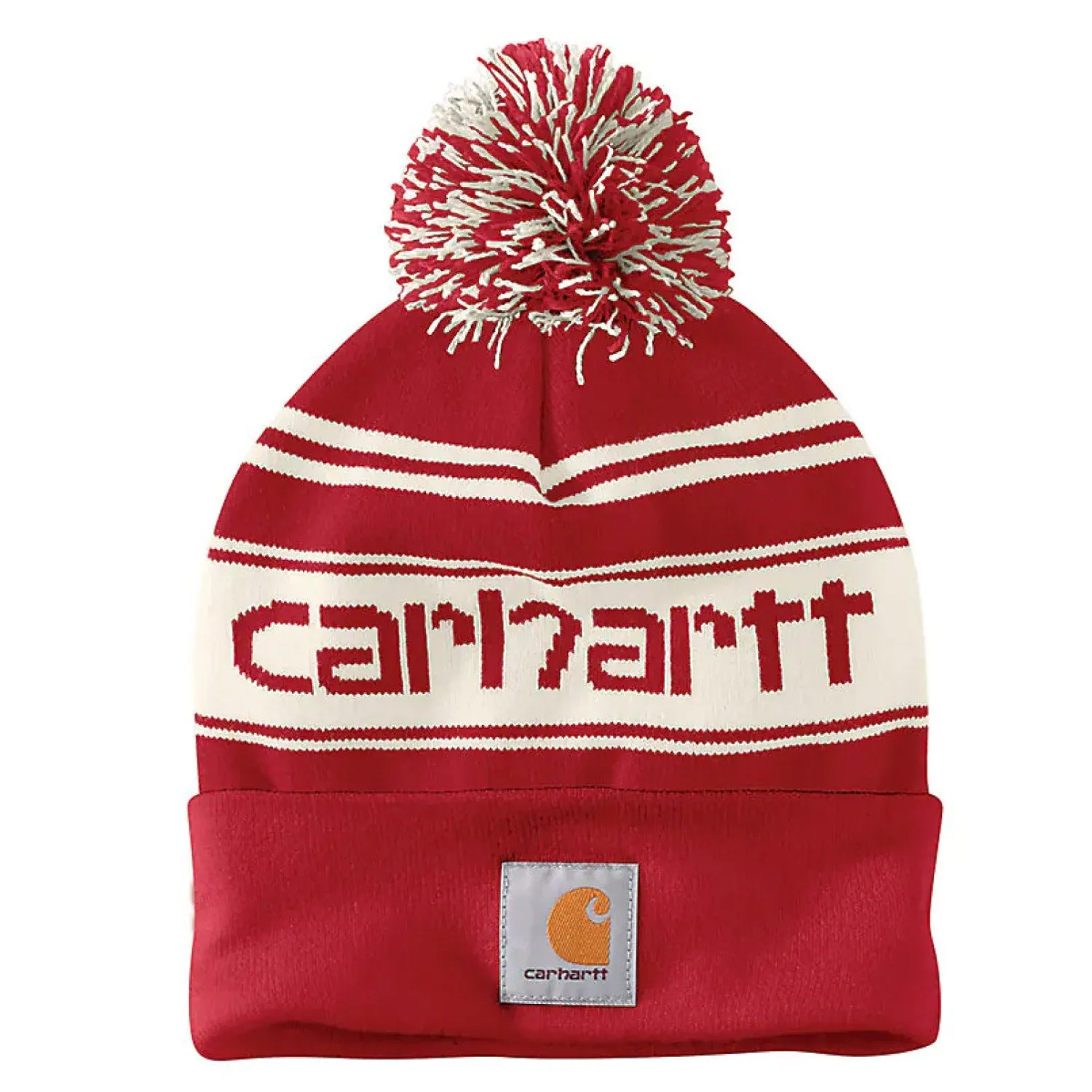 Carhartt Knit Pom Pom Cuffed Logo Beanie