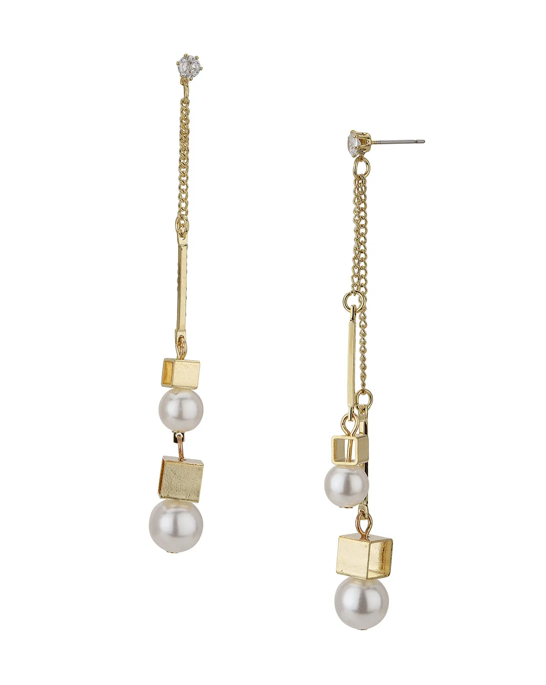 Carlton London Gold Plated Off White Pearl Drop Earring For Women