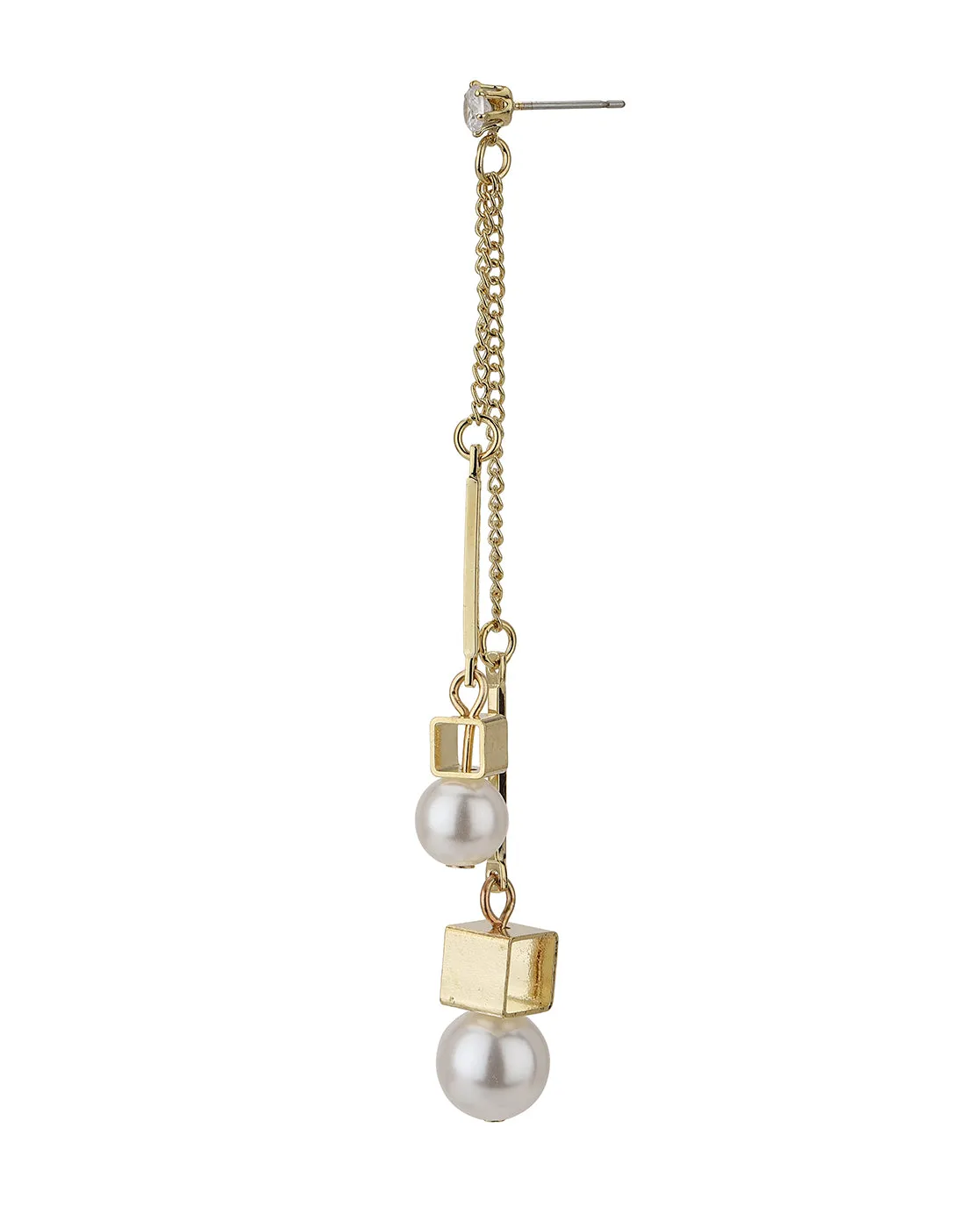 Carlton London Gold Plated Off White Pearl Drop Earring For Women