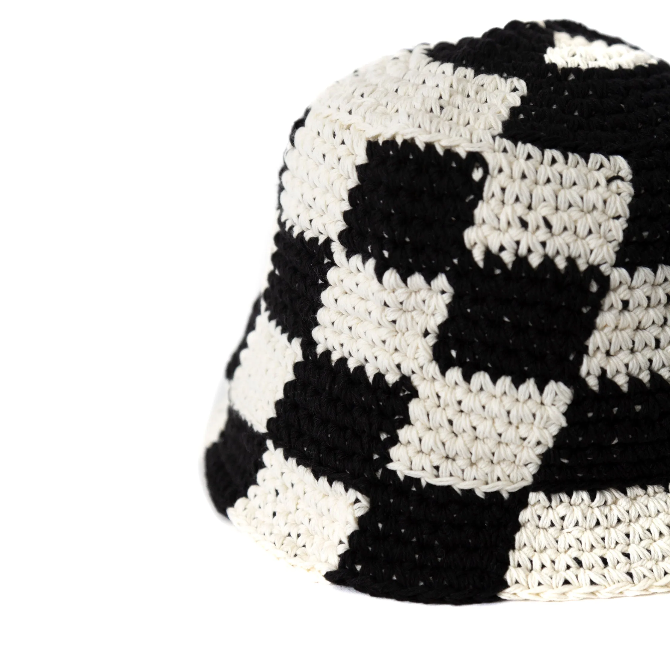 Checkerboard Crochet Black Bucket Hat