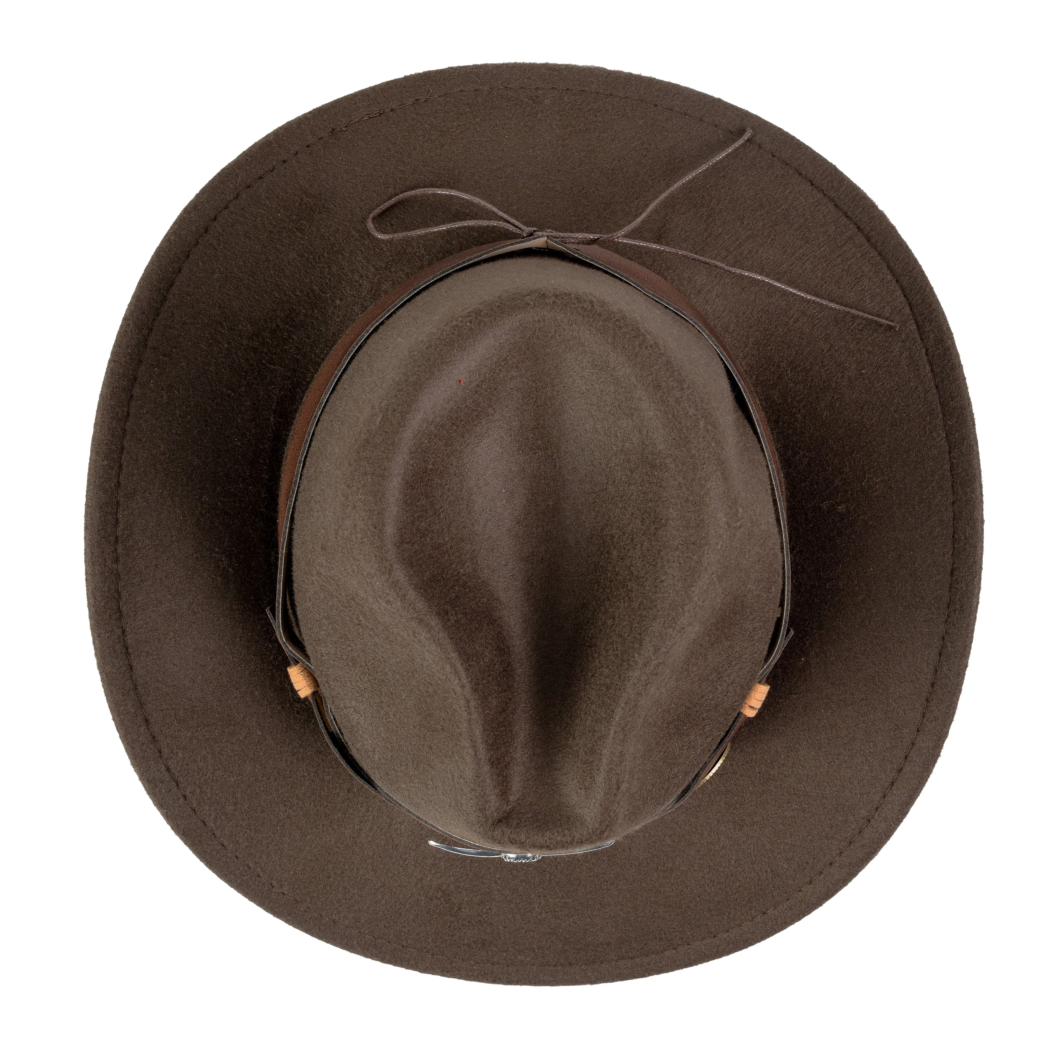 Chokore Pinched Cowboy Hat with Ox head Belt (Chocolate Brown)