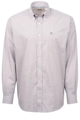 Cinch Button-Front Shirt - White Check