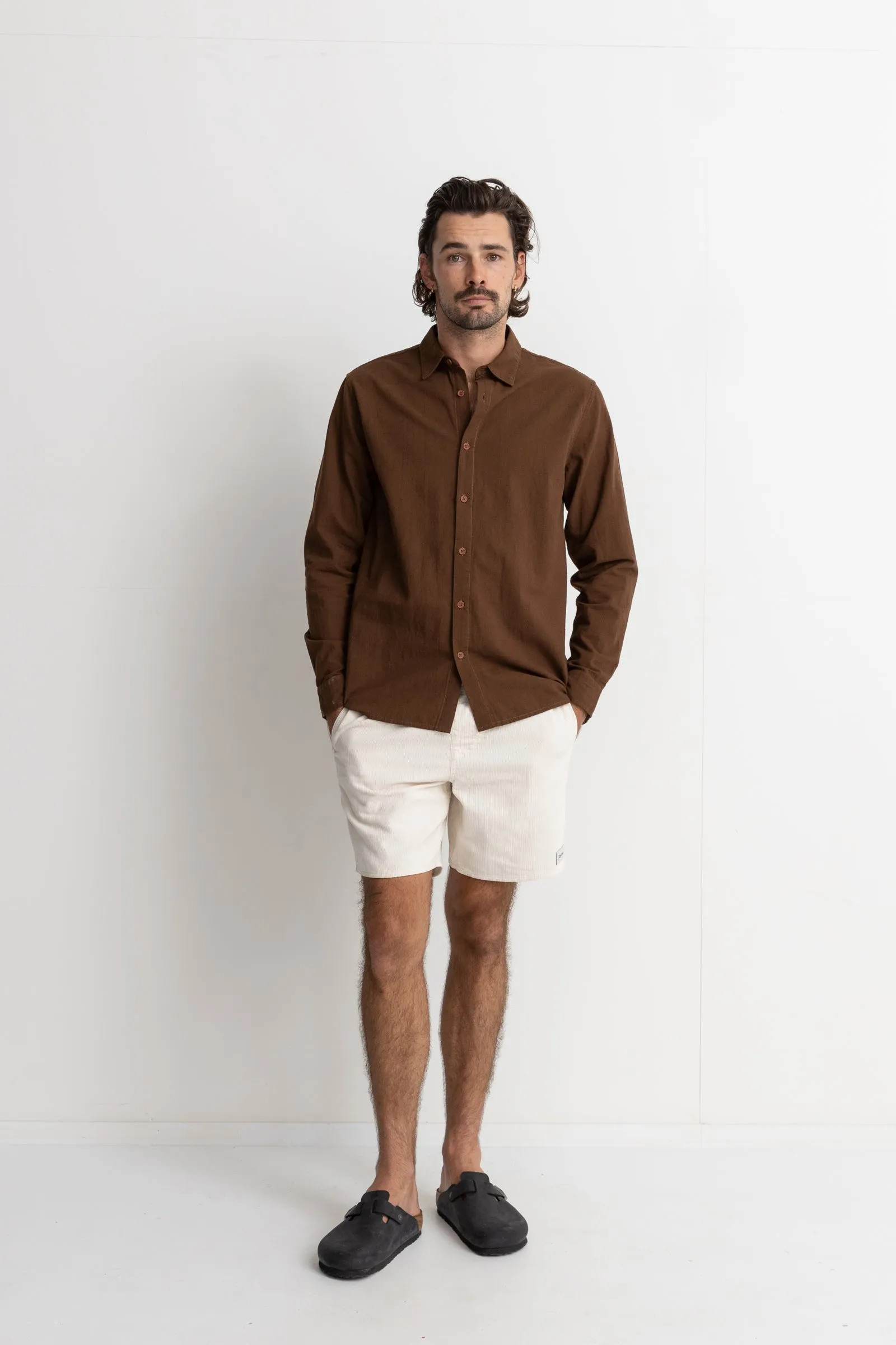 Classic Linen Ls Shirt Chocolate