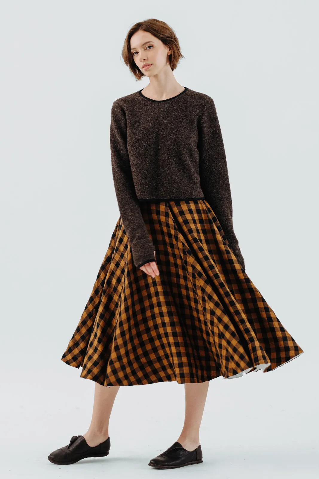 Crop Sweater, Wool, Autumn Brown