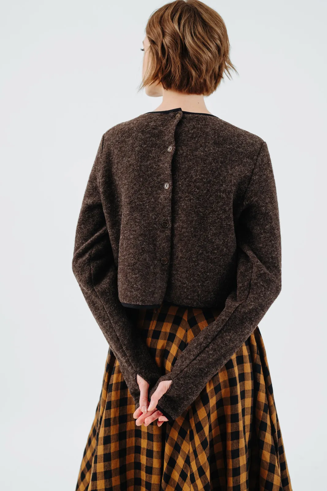 Crop Sweater, Wool, Autumn Brown