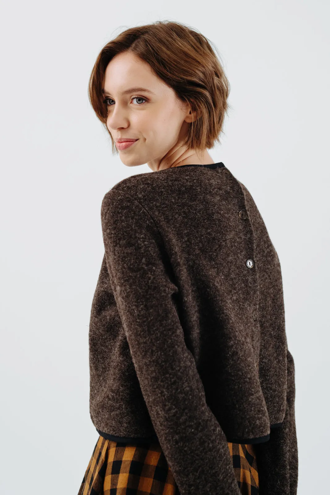 Crop Sweater, Wool, Autumn Brown