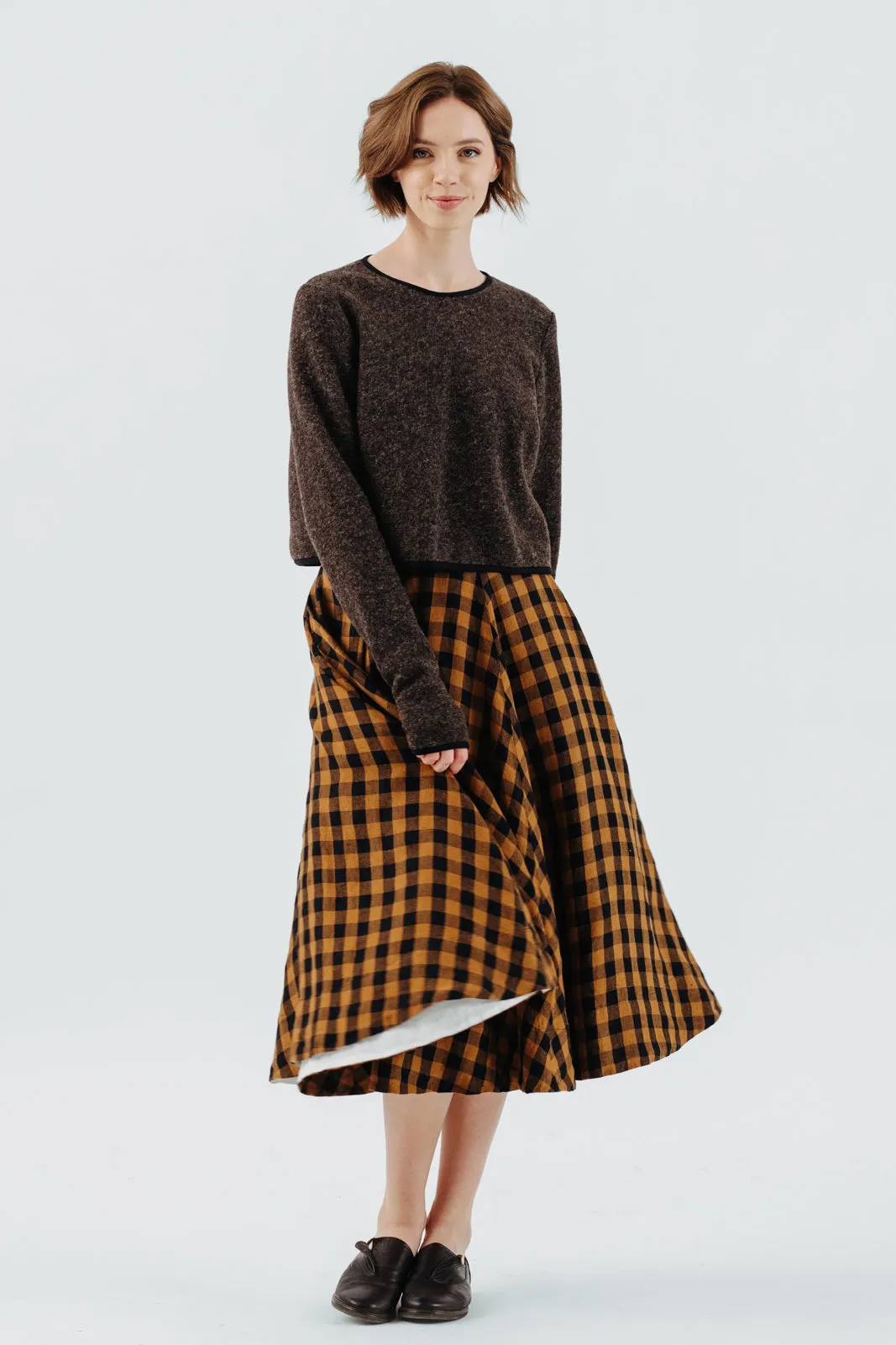 Crop Sweater, Wool, Autumn Brown