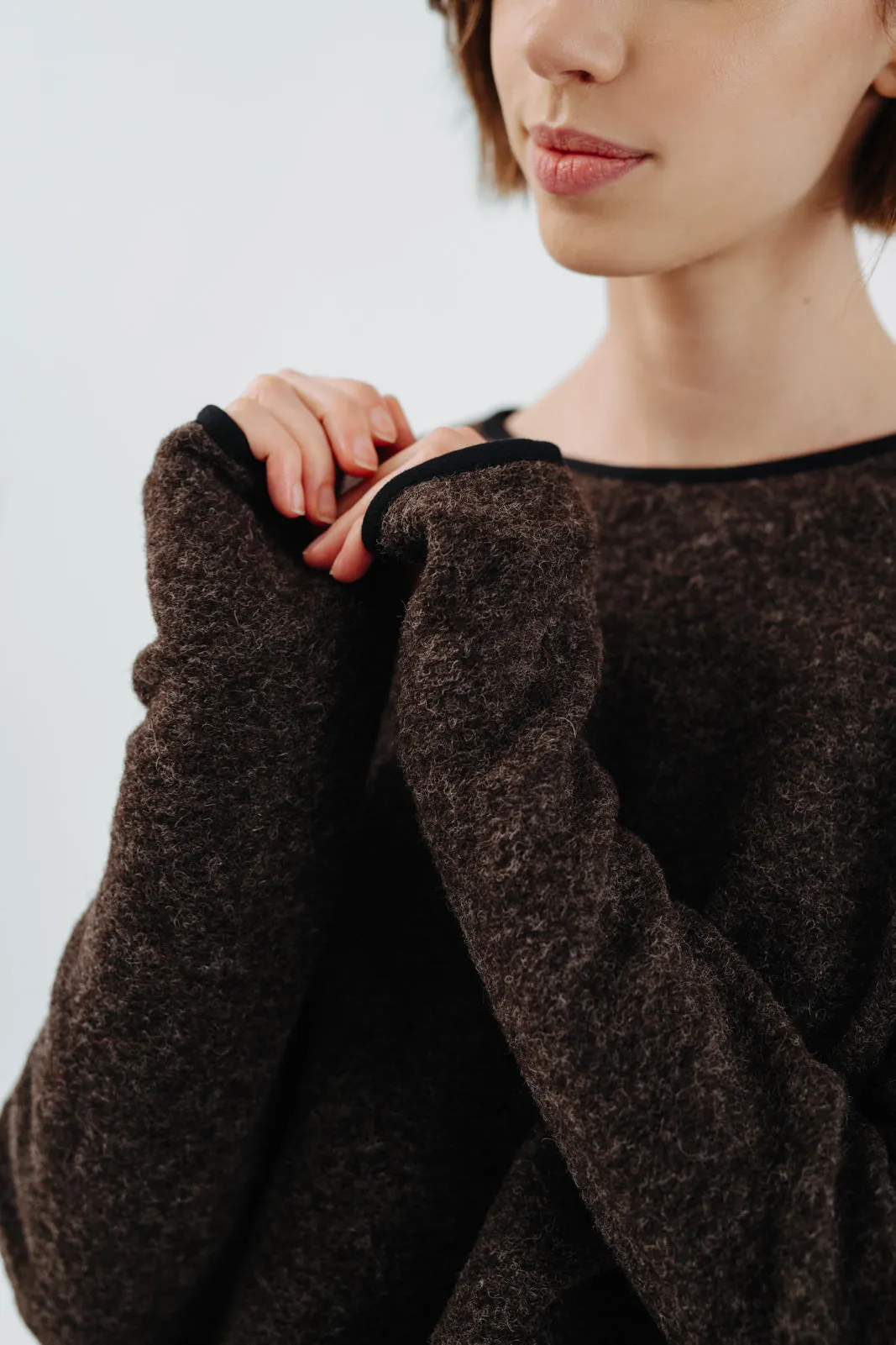 Crop Sweater, Wool, Autumn Brown