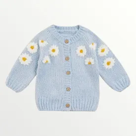 Daisy Knit Cardigan - Light Blue