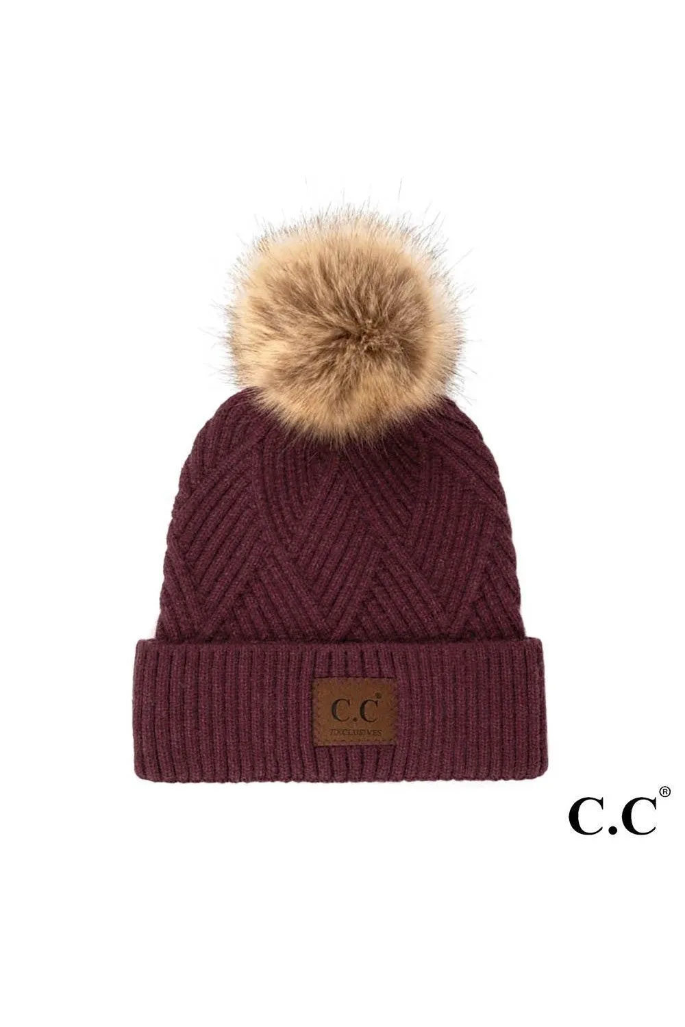 Diamond Knit Patch Beanie - C.C.