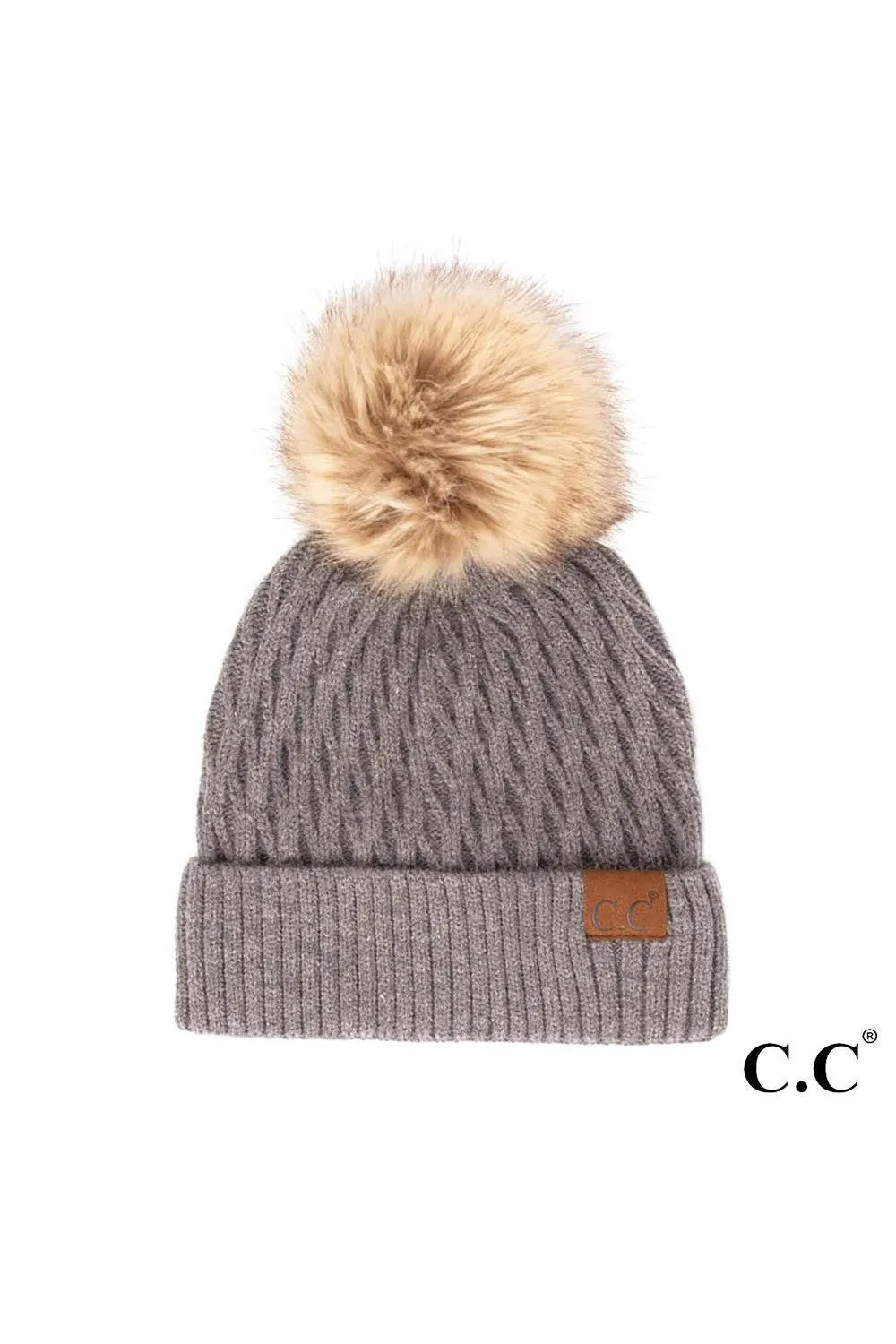 Diamond Knit Patch Beanie - C.C.