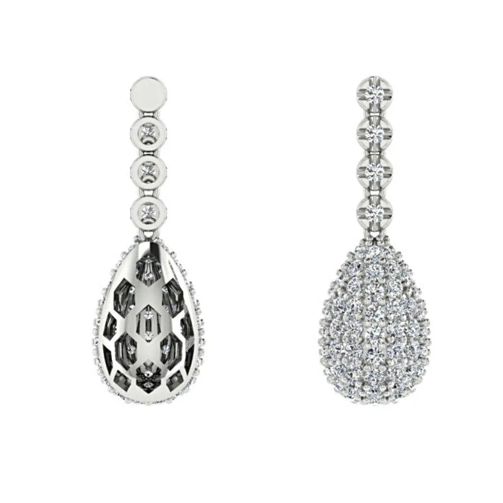 Diamond Teardrop Stud Earrings 14K White Gold