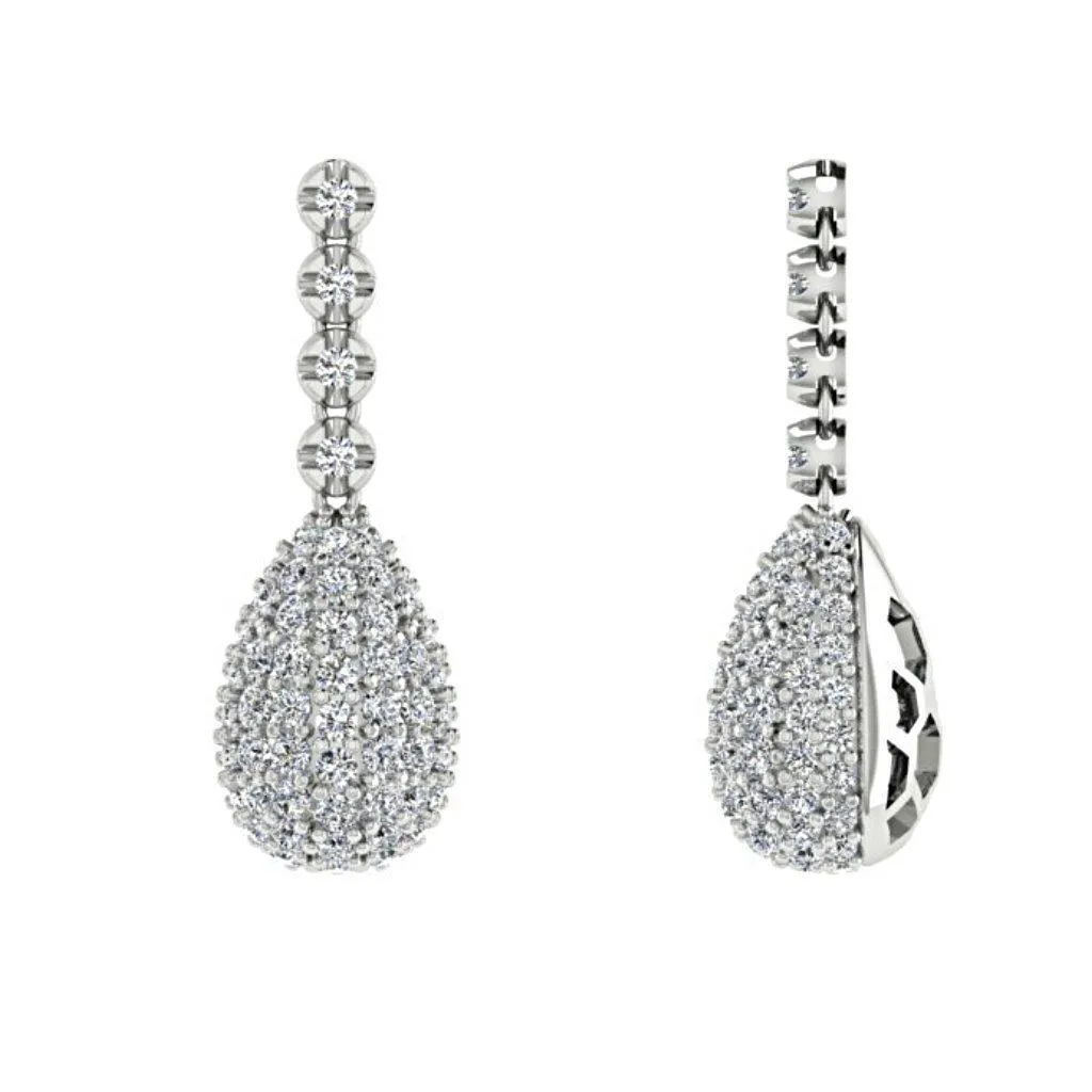 Diamond Teardrop Stud Earrings 14K White Gold