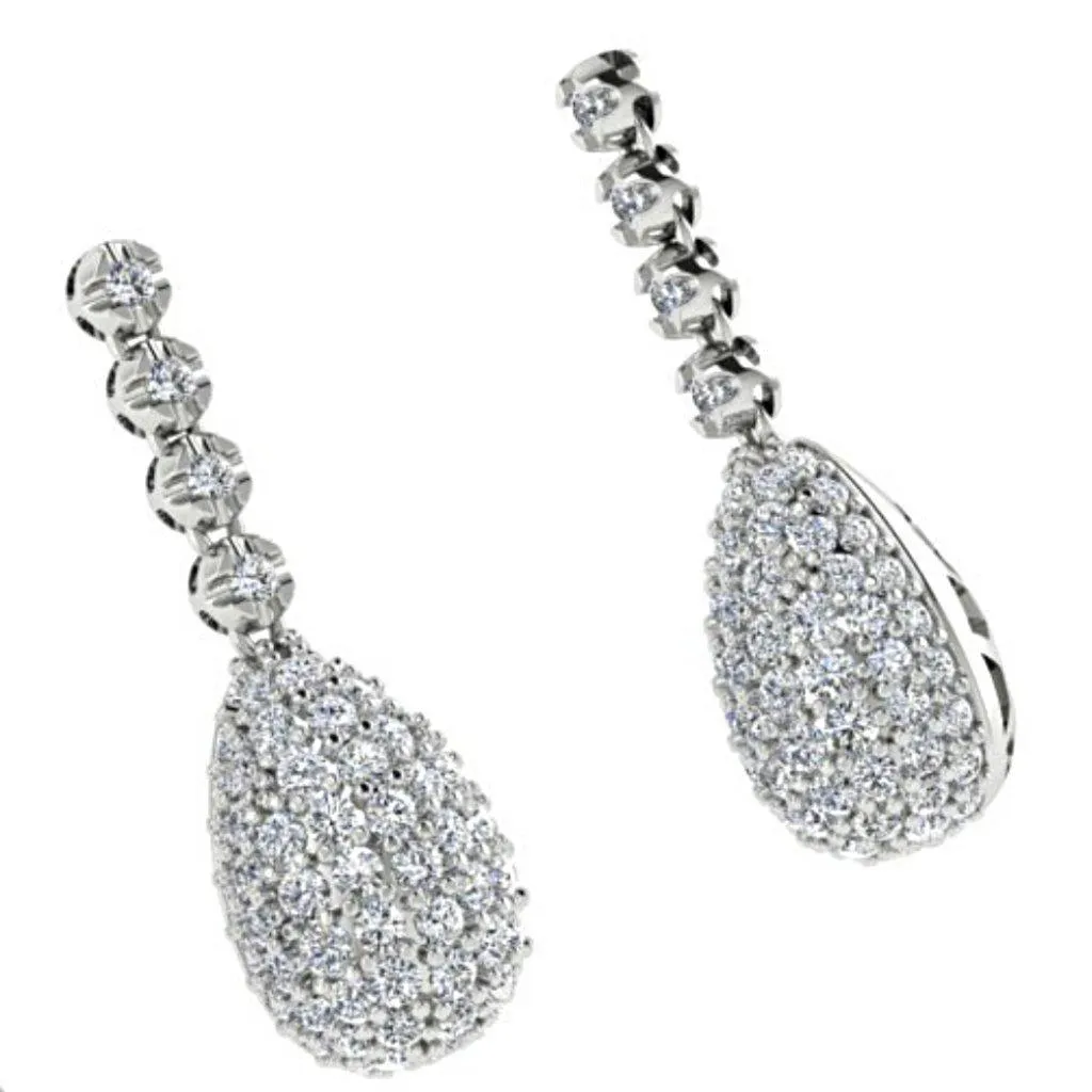 Diamond Teardrop Stud Earrings 14K White Gold