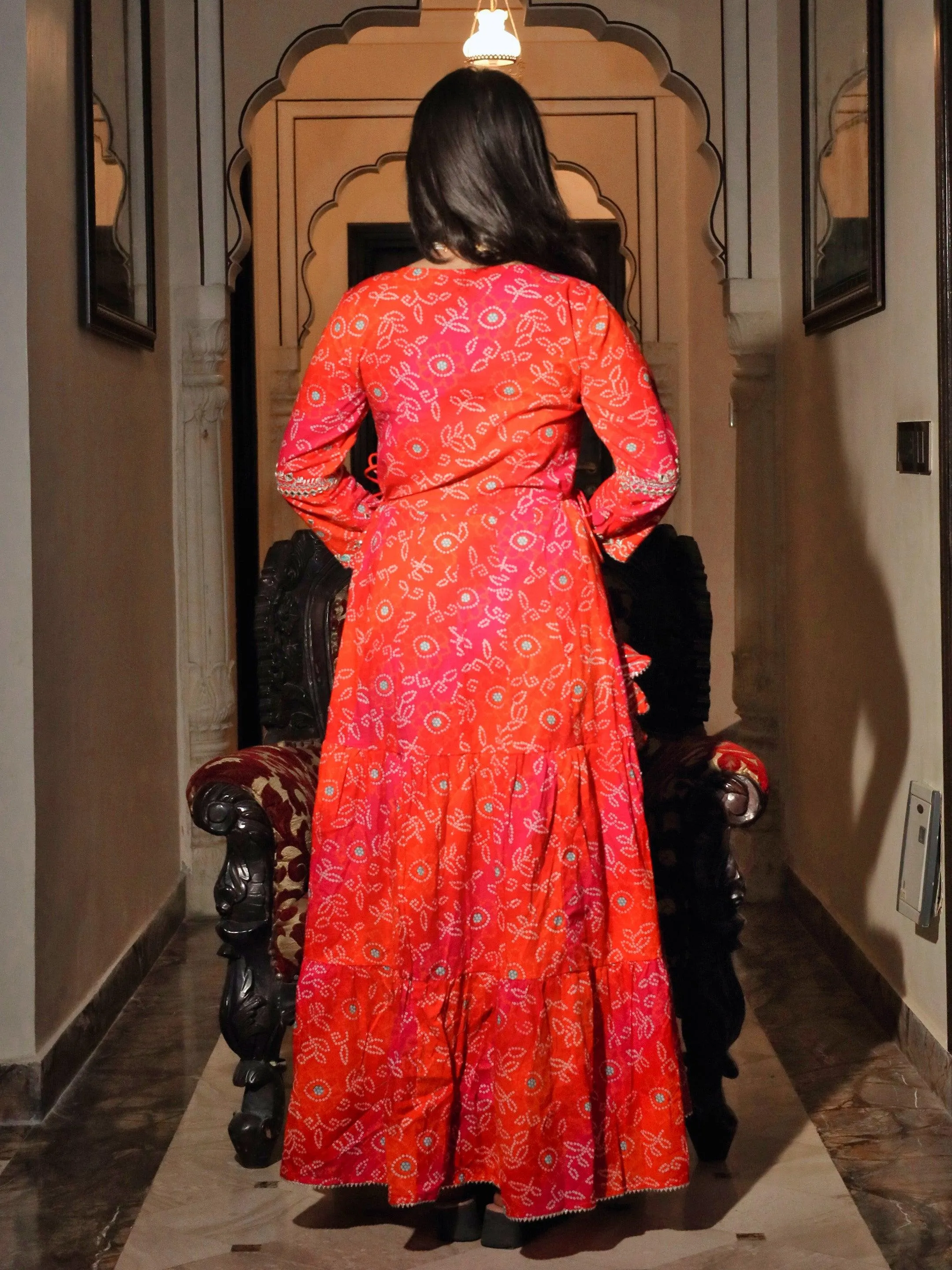 Divena Bandhej Printed Anarkali Kurta