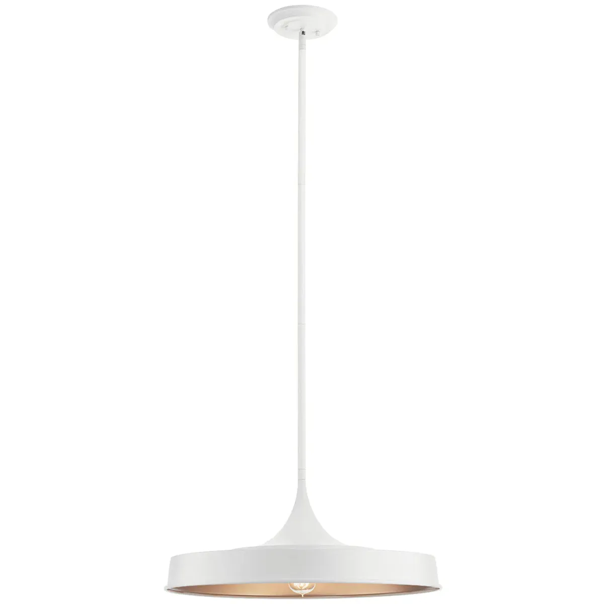 Elias 22" 1-Light Convertible Pendant Light with Metal Dome Shade, White Finish