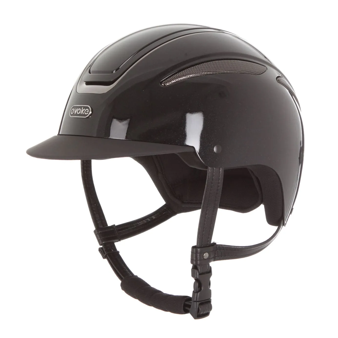 Evoke Callisto Classic Peak Riding Hat - Black Metallic/Gunmetal