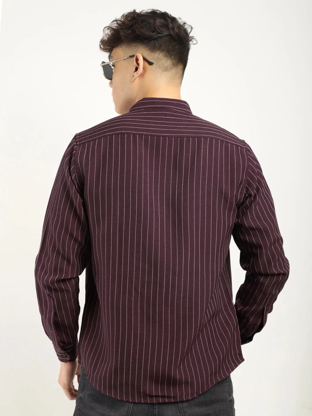 Fabric Linen Wine Stitch Full Sleeve Shirt