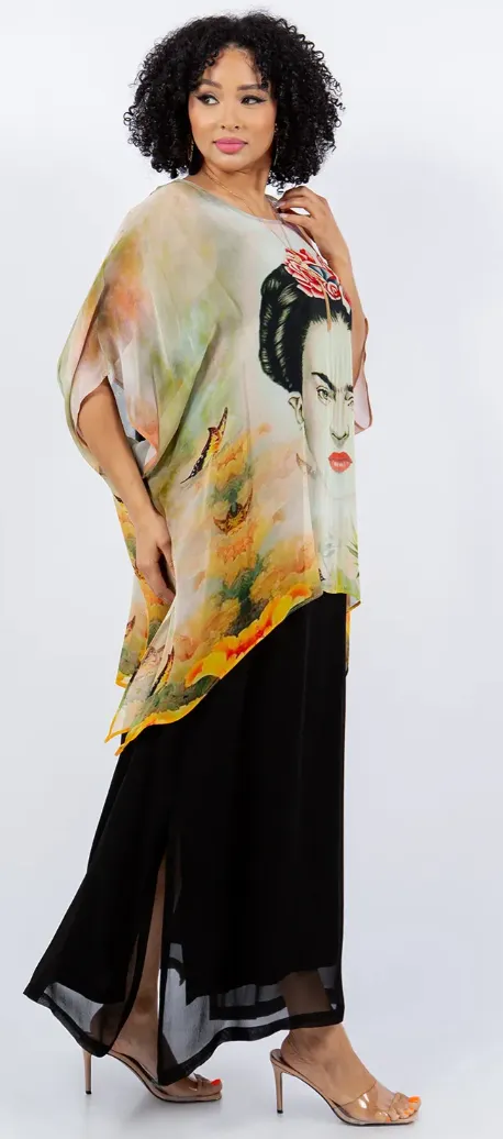 Frida Kahlo Our Artists Icon Oversize Tunic Top Lagenlook Boho Hippie Chic SML-6X 