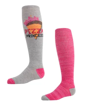 Girls' 2 Pair Pack Pizza Princess Knee High Socks