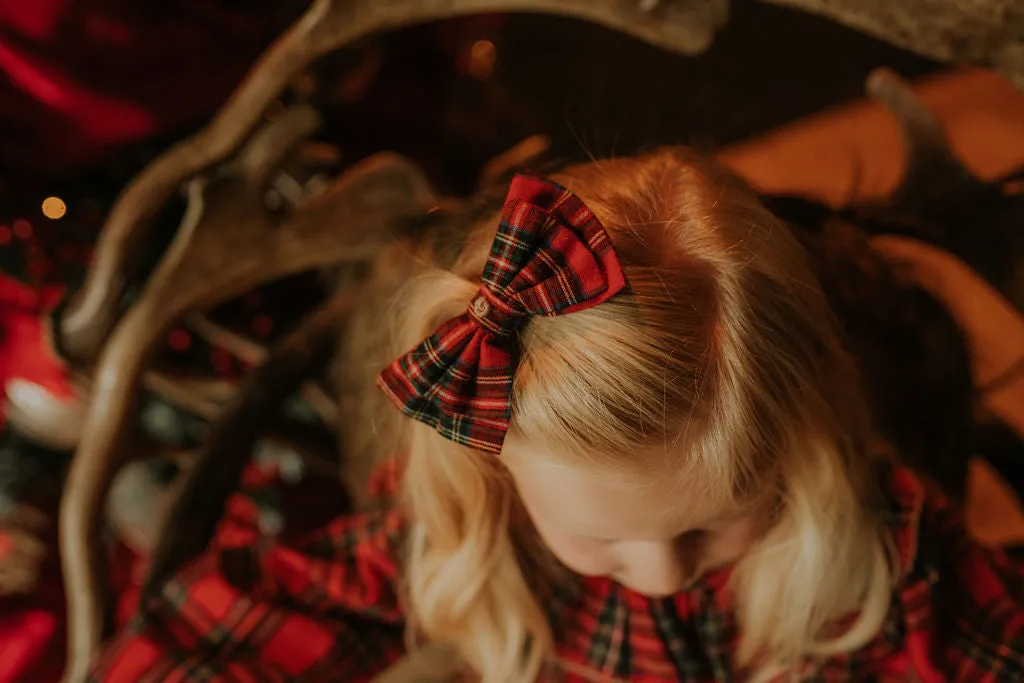 Girls Red Tartan Hair Bow