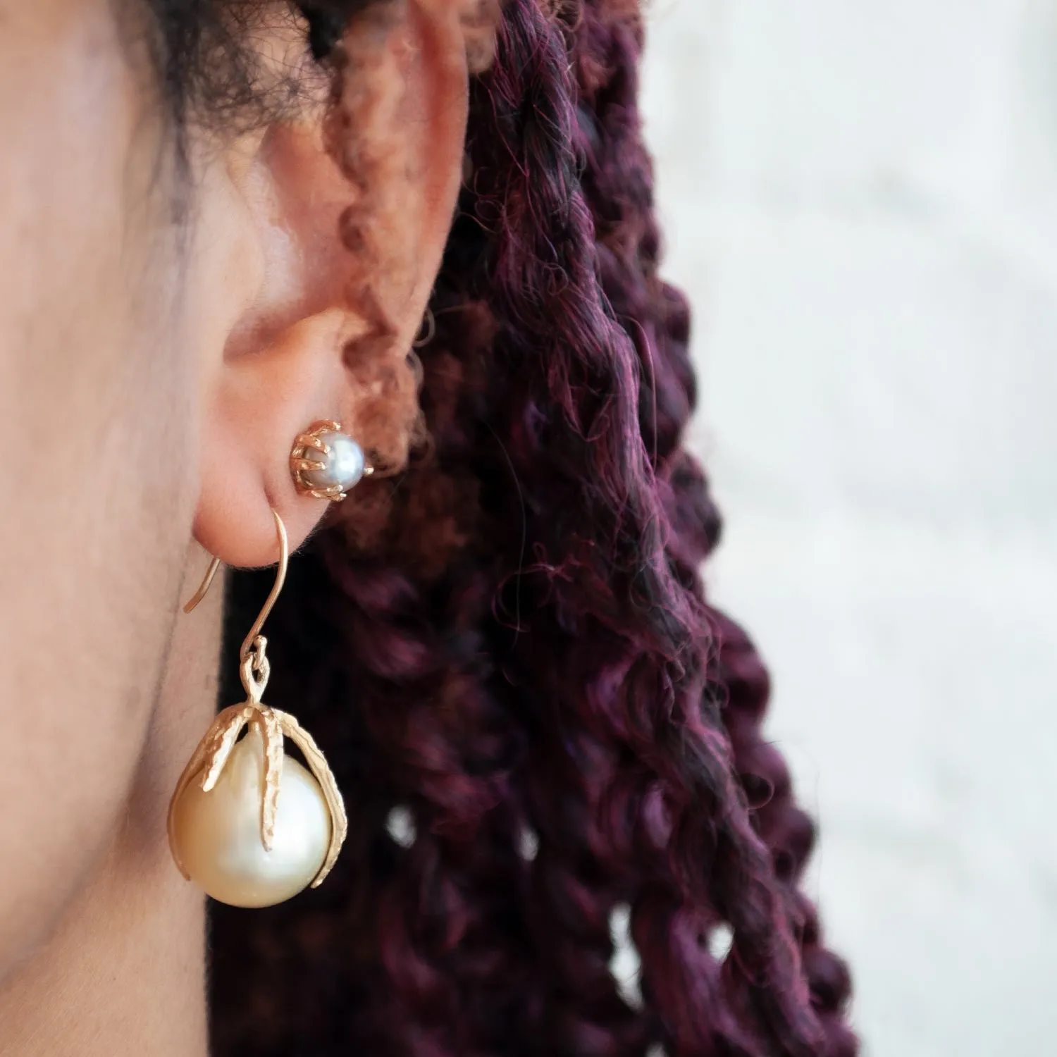 Gold Stingray Akoya Pearl Studs