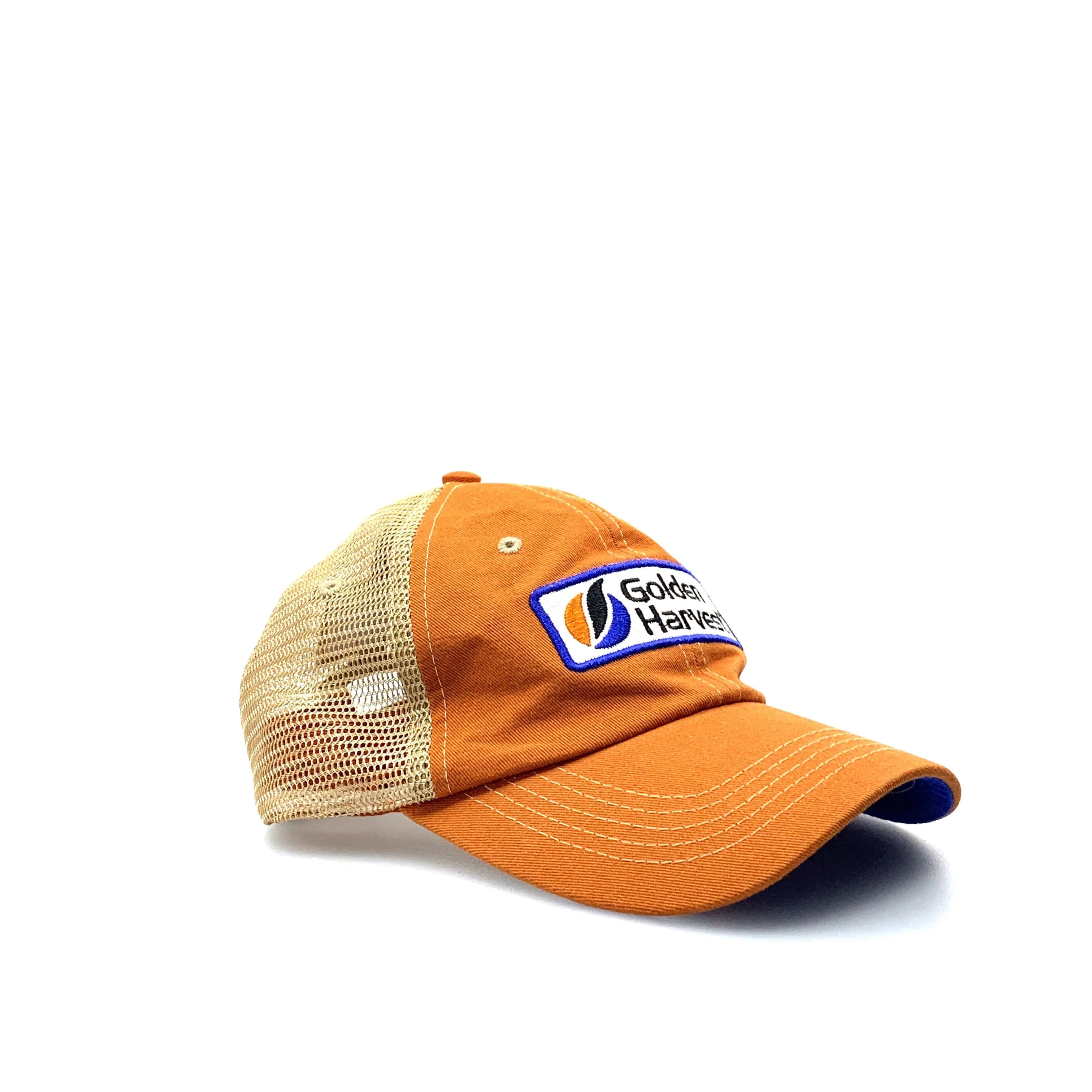 GOLDEN HARVEST Mesh Hook & Loop Trucker Hat Orange Beige OSFM