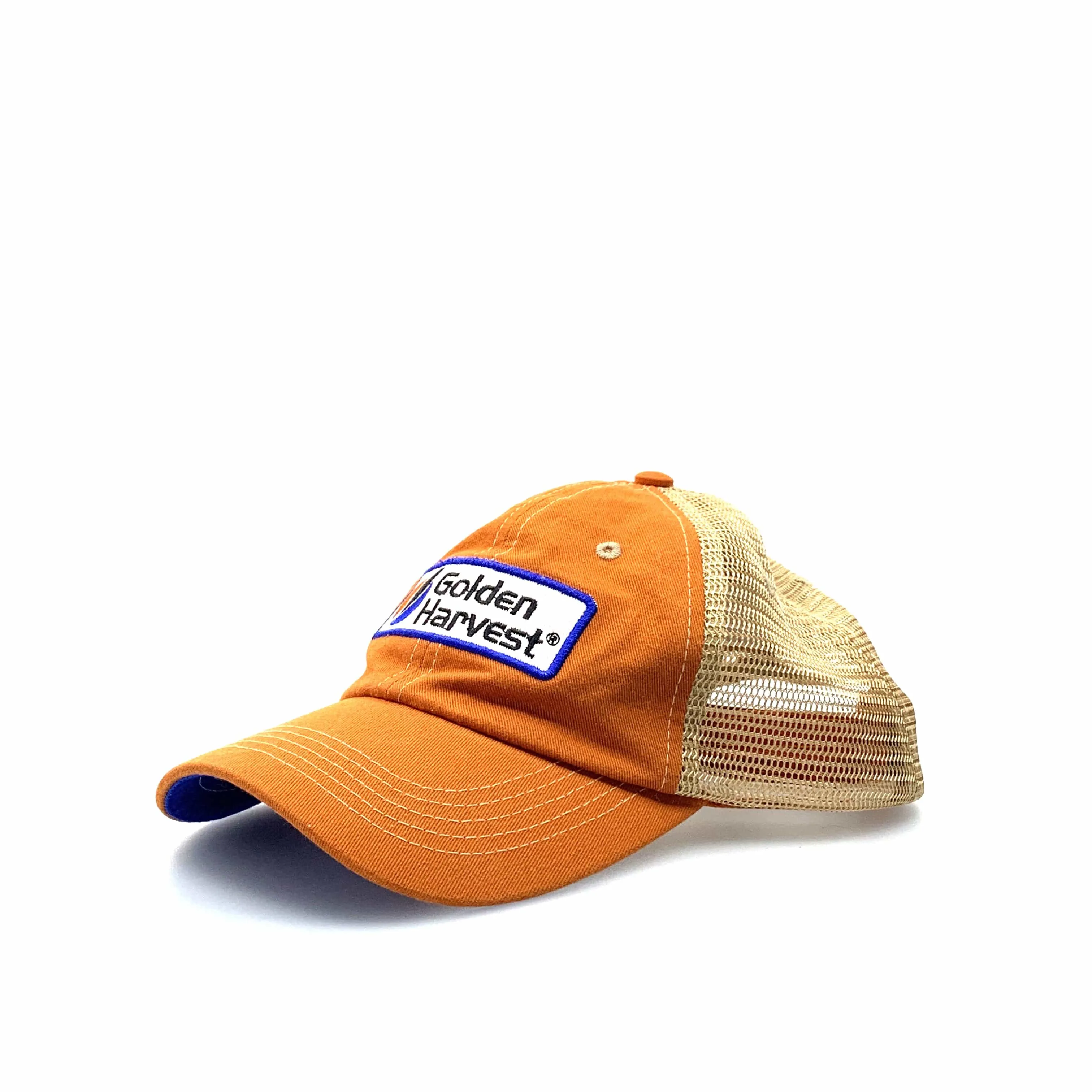 GOLDEN HARVEST Mesh Hook & Loop Trucker Hat Orange Beige OSFM