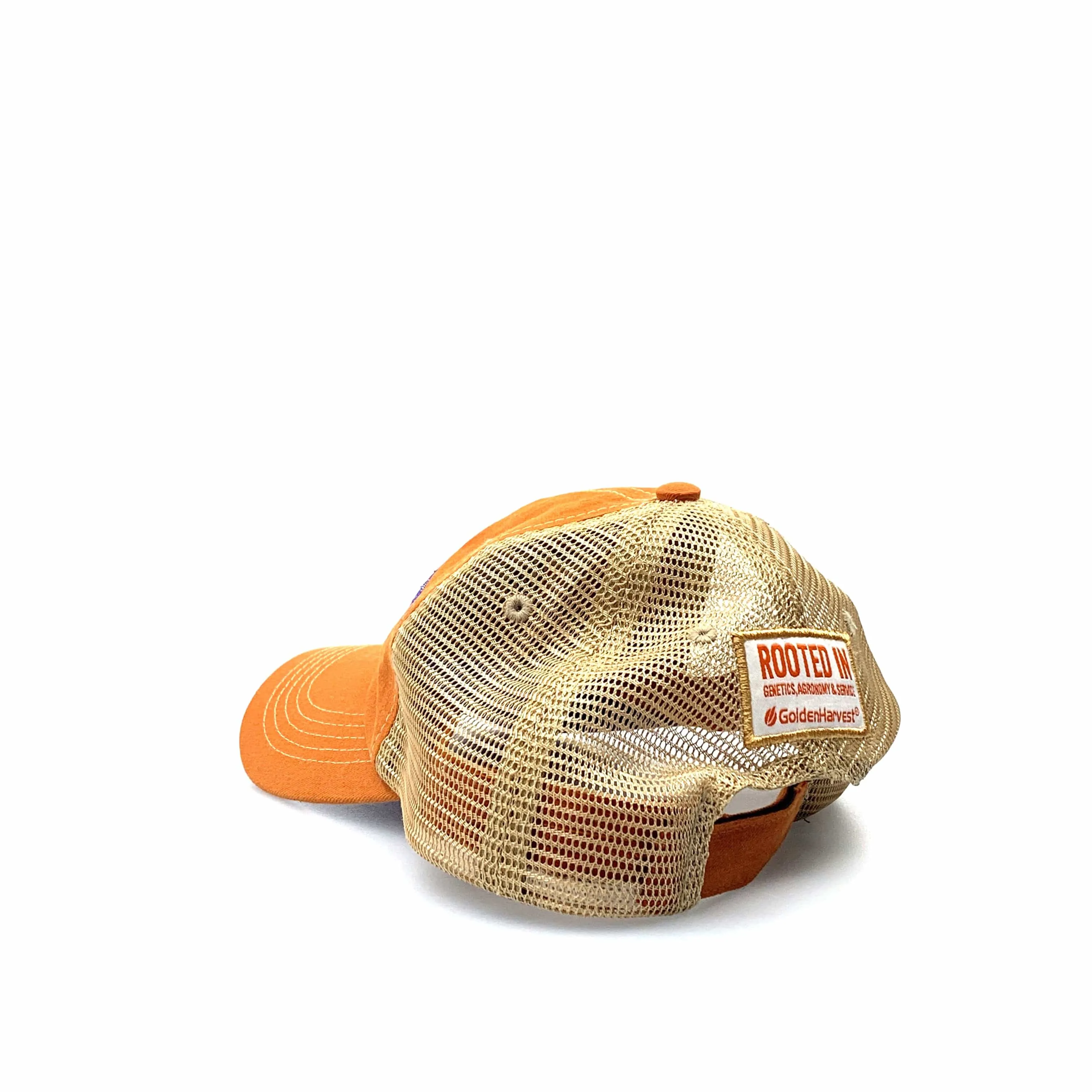 GOLDEN HARVEST Mesh Hook & Loop Trucker Hat Orange Beige OSFM