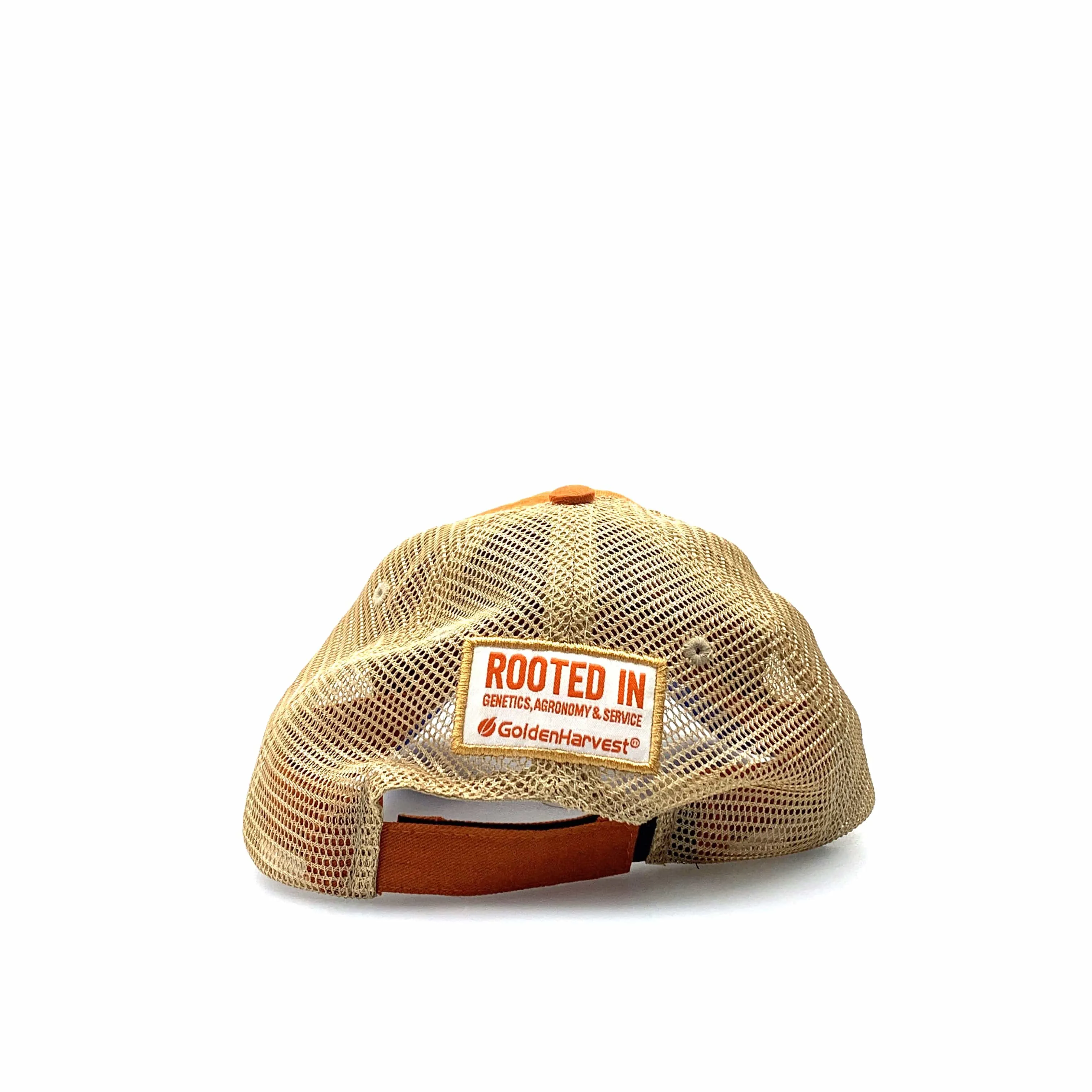 GOLDEN HARVEST Mesh Hook & Loop Trucker Hat Orange Beige OSFM