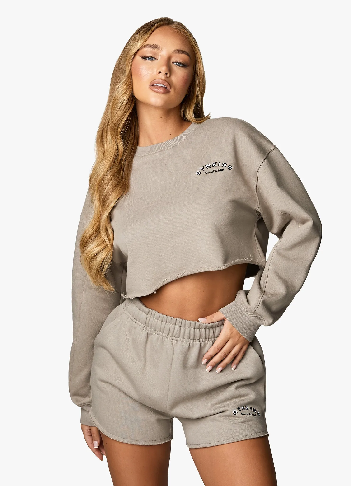 Gym King Radiance Crop Sweatshirt - Mocha