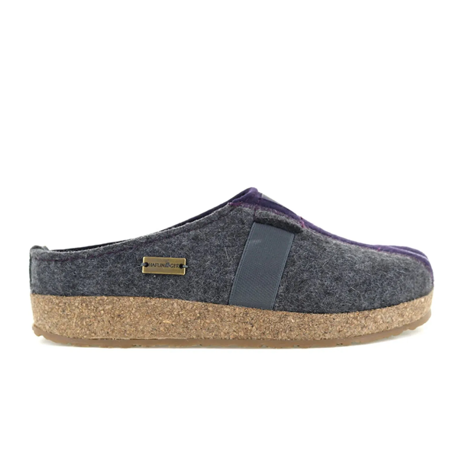 Haflinger Women's Magic 2-Tone Wool Clog in Grey/Eggplant Purple