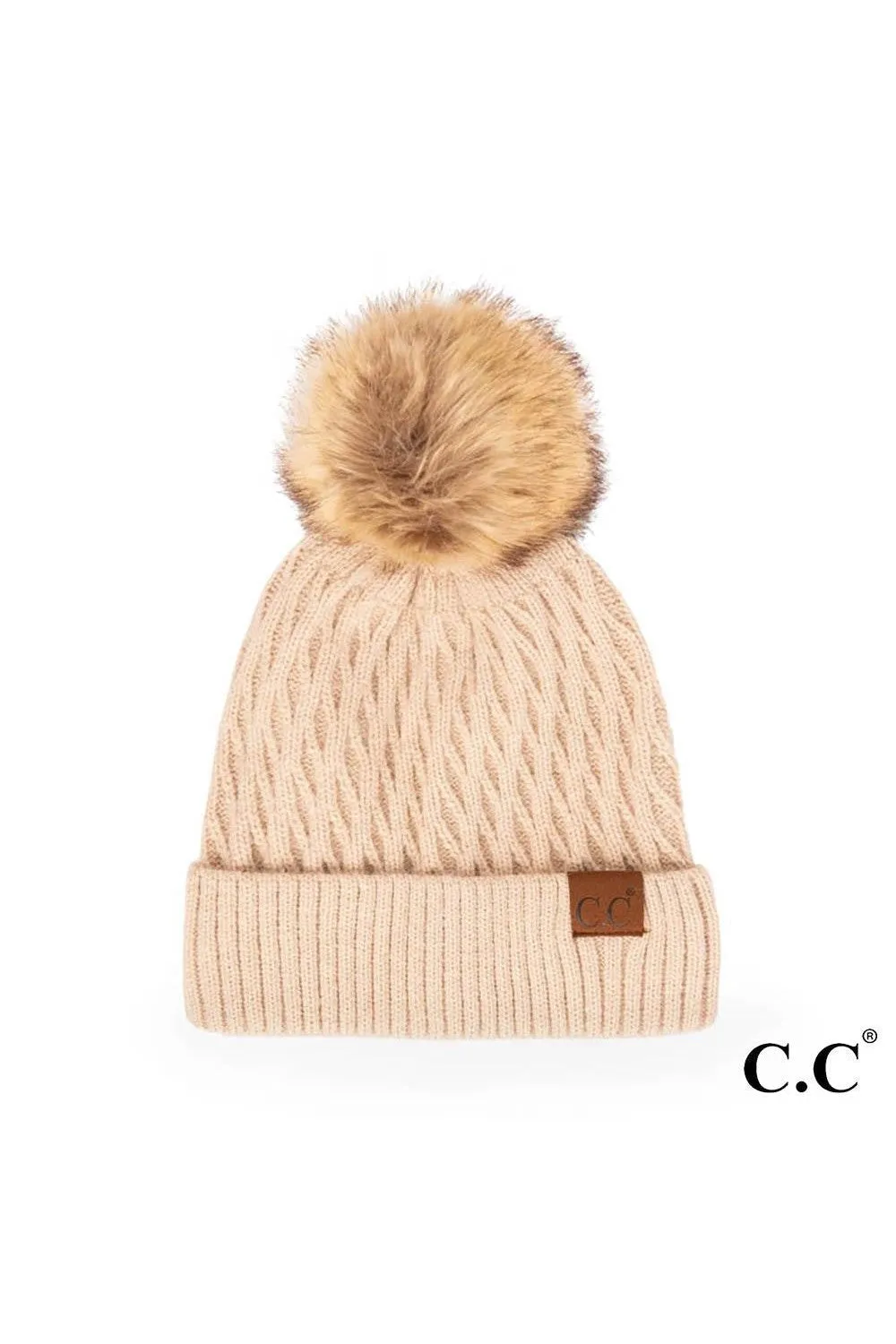 Honeycomb Beanie with Pom - C.C.