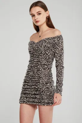 Jessica Ruched Leopard Dress