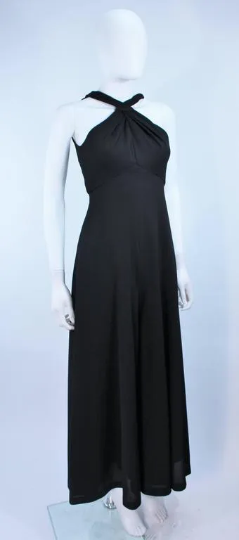 LEO NARDUCCI 1970s Criss Cross Black Wool Jumpsuit Size 4