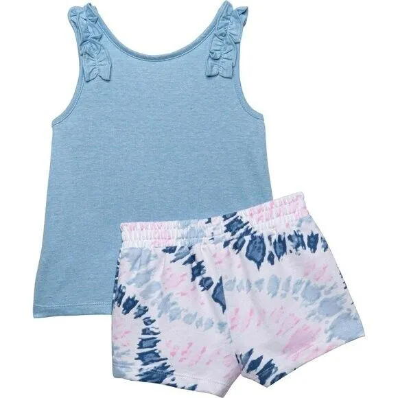 Lucky Brand 2-Piece Palm Tree Tank Top and Tie-Dye Shorts Set