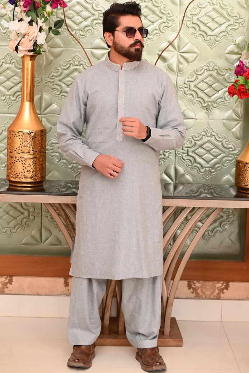 Men Kameez Shalwar Wool Grey