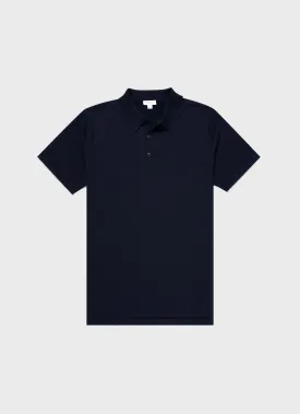 Men's Sea Island Cotton Polo Shirt in Light Navy