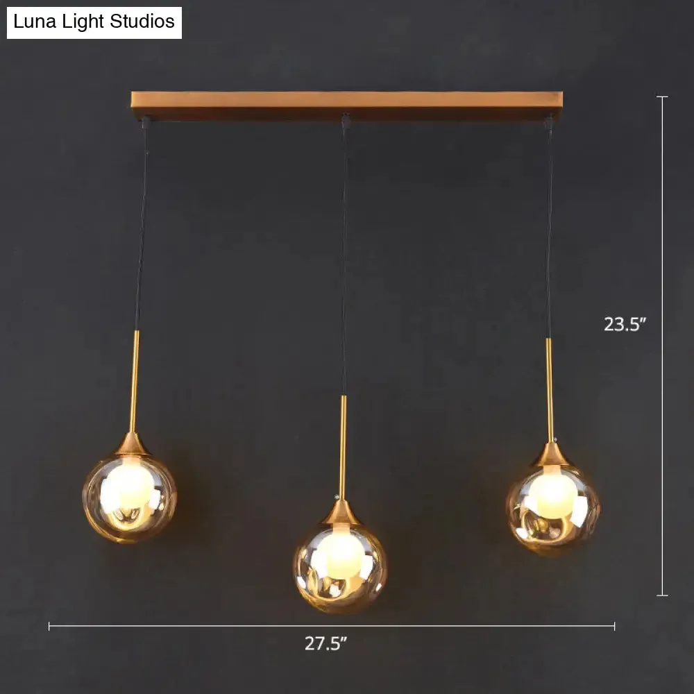 Minimalist Glass Pendant with 3-Head Down Lighting: Ideal for Dining Room and Multiple Hanging Option