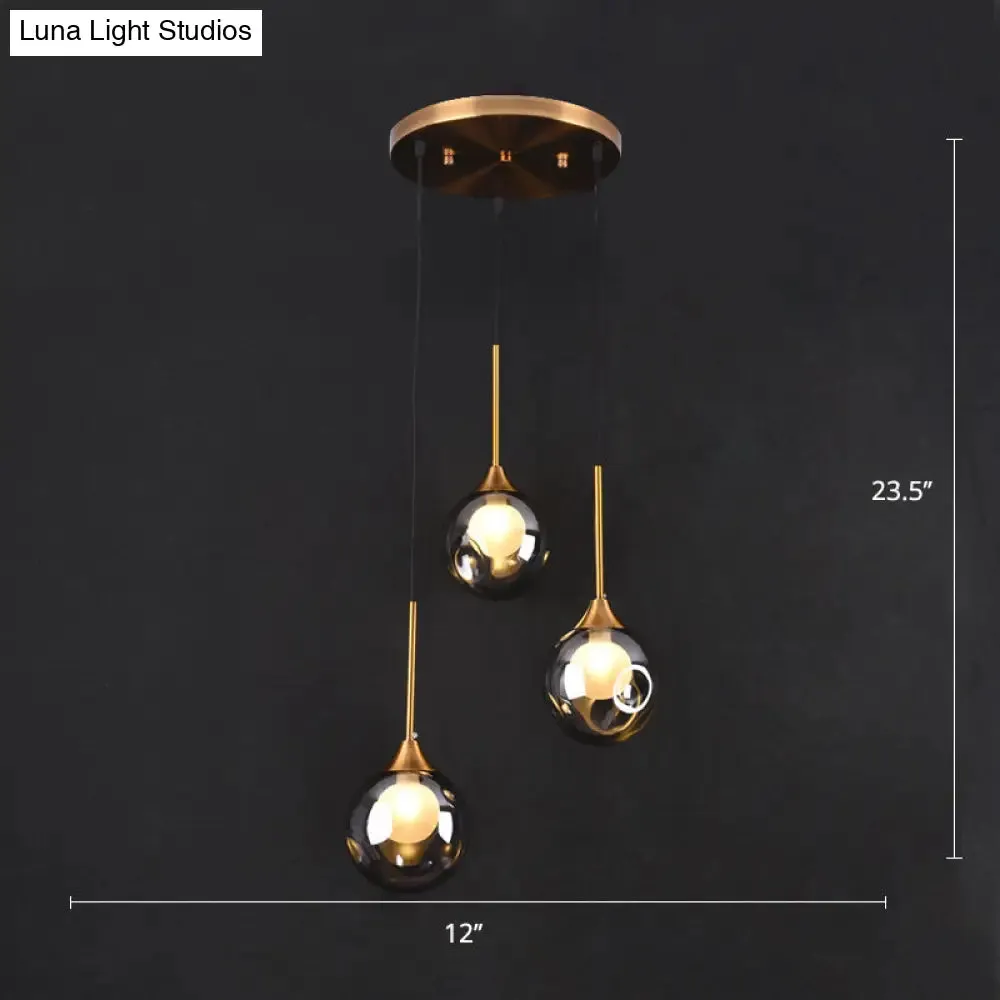 Minimalist Glass Pendant with 3-Head Down Lighting: Ideal for Dining Room and Multiple Hanging Option