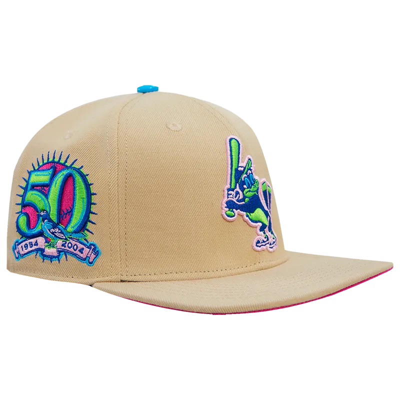 MLB BALTIMORE ORIOLES COOPERSTOWN NEON WOOL UNISEX SNAPBACK HAT (KHAKI)