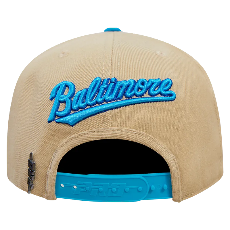 MLB BALTIMORE ORIOLES COOPERSTOWN NEON WOOL UNISEX SNAPBACK HAT (KHAKI)