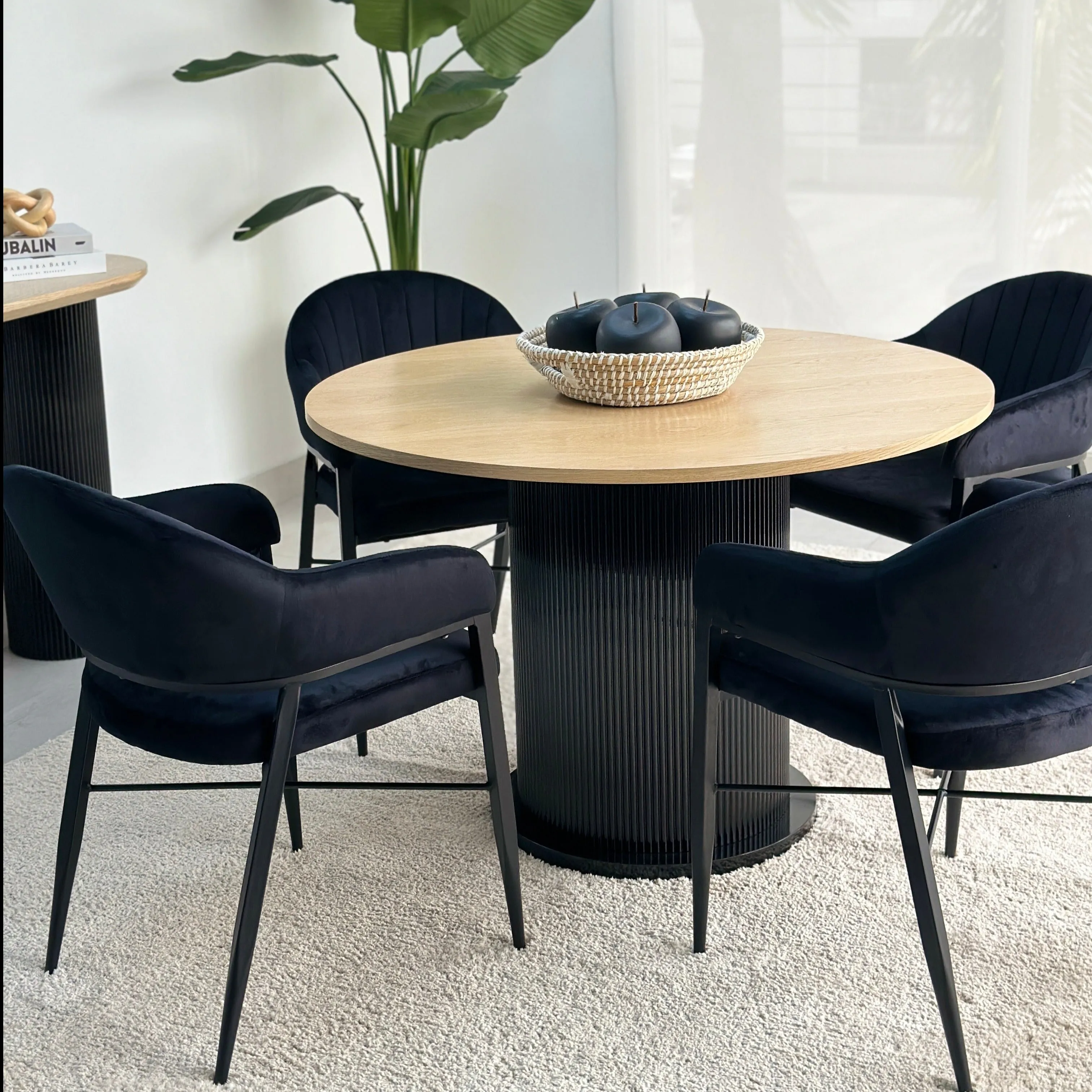 Modern Pedestal Dining Two Tone Table