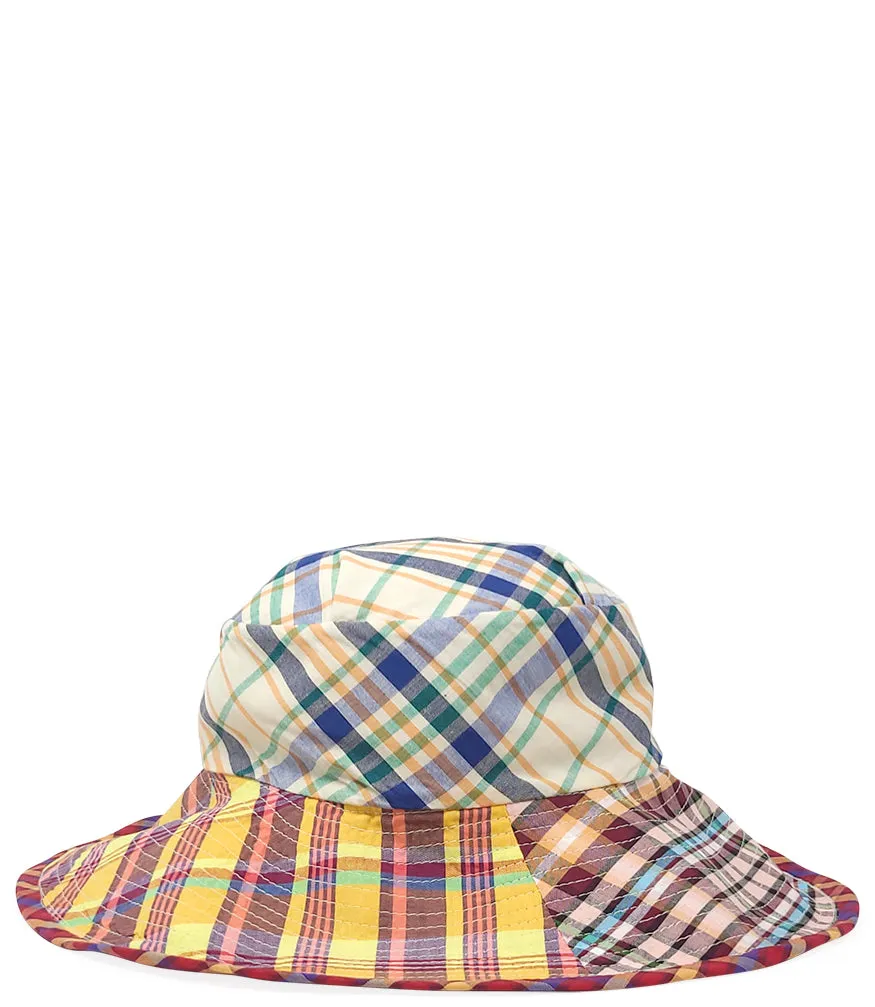 Multi Color Cotton Large Plaid Hat